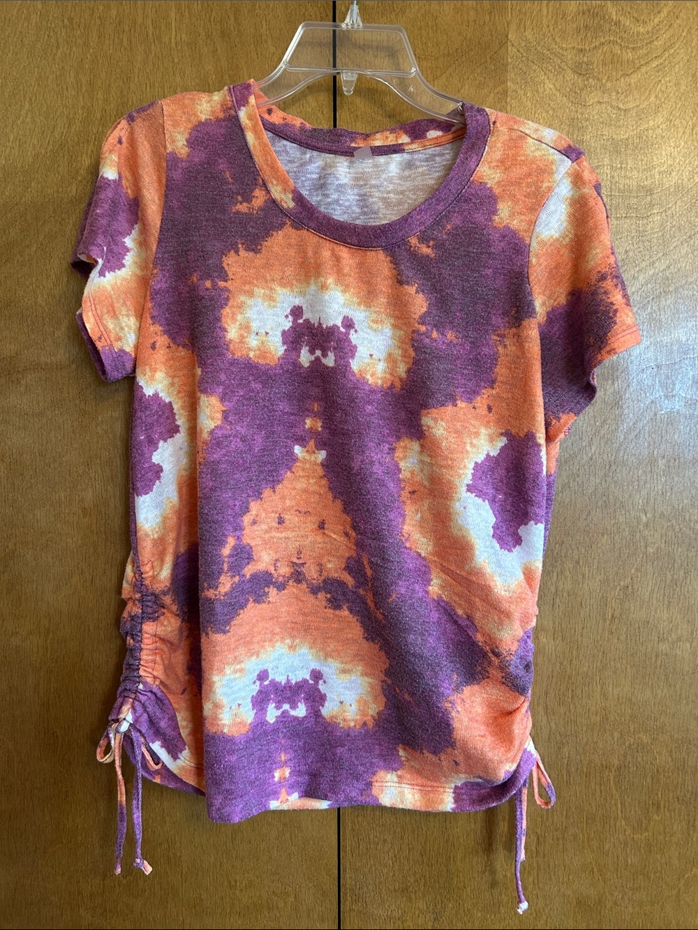 Tie-Dye Short Sleeve Women’s Top in Orange & Purple